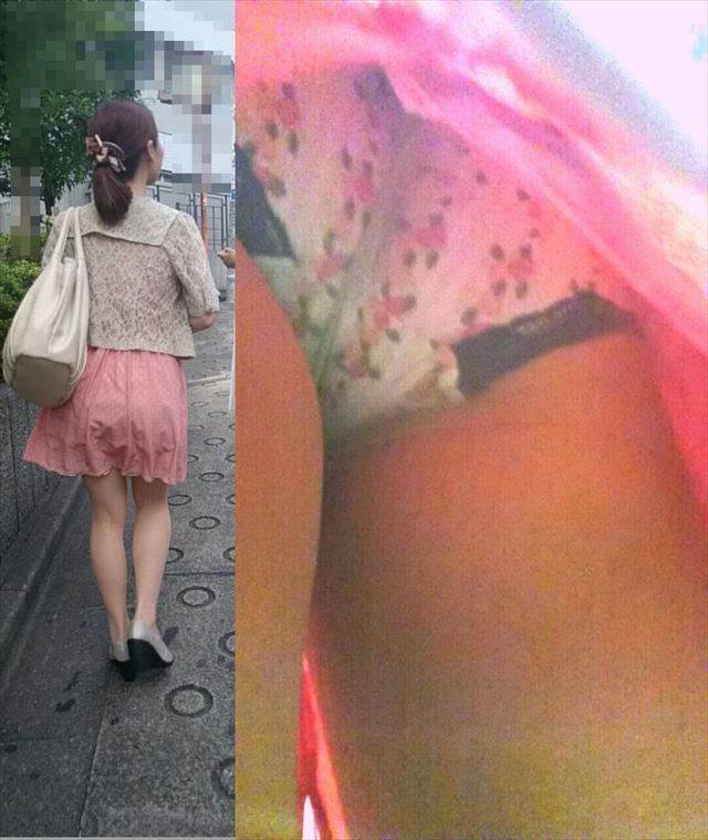 【逆さ撮り】可憐な花柄パンティを穿いた素人娘のスカート内を接写撮りwの画像10枚目