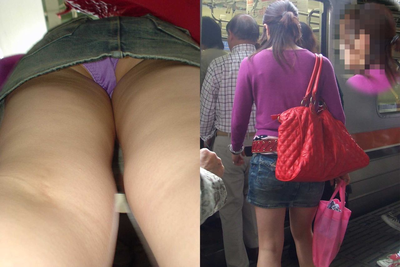 【逆さ撮り】紫パンティを穿いた素人娘のスカート内を接写撮りwの画像7枚目